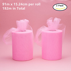 Pink BENECREAT Deco Mesh Ribbons, Tulle Fabric, Tulle Roll Spool Fabric For Skirt Making, Pink, 6 inch(150mm), 100yards/roll(91.44m/roll)