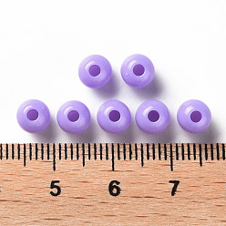 Lilas Perles acryliques opaques, ronde, lilas, 6x5mm, Trou: 1.8mm, environ4400 pcs / 500 g