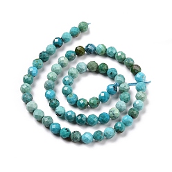 HuBei Turquoise Natural HuBei Turquoise Beads Strands, Faceted, Round, 6mm, Hole: 0.9mm, about 60~62pcs/strand, 15.35 inch(39cm)