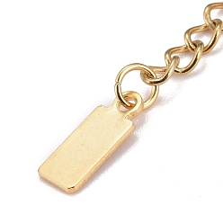 Golden 304 Stainless Steel Chain Extender, Curb Chain, with 202 Stainless Steel Charms, Rectangle, Golden, 63mm, Link: 3.7x3x0.5mm, Rectangle: 10.5x4x1mm