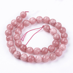 Rose Nacré Jade naturel rangées de perles, teint, facette, ronde, perle rose, 10mm, Trou: 1mm, 38 pcs / chapelet, 14.5 pouce
