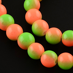 Light Salmon Two-Color Baking Painted Glass Bead Strands, Round, Light Salmon, 8mm, Hole: 1.3~1.6mm, about 104pcs/strand, 32.7 inch