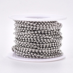 Stainless Steel Color 304 Stainless Steel Ball Chains, with Spool, Stainless Steel Color, 2.5mm, about 32.8 Feet(10m)/roll