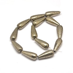 Pyrite Teardrop Natural Pyrite Beads Strands, 30x12mm, Hole: 1mm, about 13pcs/strand, 15.7 inch