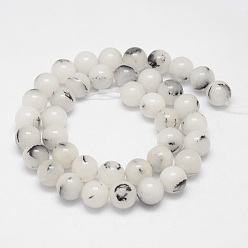 White Jade Natural White Jade Bead Strands, Round, 10mm, Hole: 1mm, about 40pcs/strand, 15.7 inch(400mm)