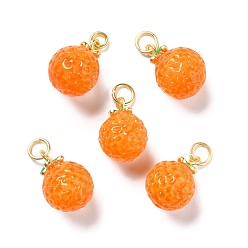Orange Handmade Lampwork Pendants, with Brass Findings, Cadmium Free & Lead Free, Matte Gold Color, Orange, 18~18.5x12.5~13mm, Hole: 4mm