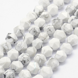 Howlite Chapelets de perles howlite naturelles , étoiles coupées perles rondes, facette, 8~8.5mm, Trou: 1mm, Environ 48~50 pcs/chapelet, 14.9~15.1 pouce (38~38.5 cm)