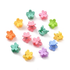 Mixed Color Kids Hair Accessories, Opaque Plastic Claw Hair Clips, Spray Painted, Flower, Mixed Color, 13x13x14mm, 14pcs/box