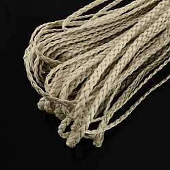 Beige Tressés cordons en cuir imitation, accessoires de bracelet à chevrons, beige, 5x2mm, environ 109.36 yards (100m)/paquet