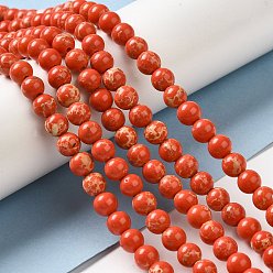 Red Synthetic Imperial Jasper Beads Strands, Dyed, Round, Red, 6mm, Hole: 0.8mm, about 63pcs/strand, 14.76 inch(37.5cm)