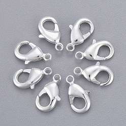 Silver Brass Lobster Claw Clasps, Parrot Trigger Clasps, Cadmium Free & Nickel Free & Lead Free, Silver, 12x7x3mm, Hole: 1mm
