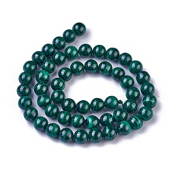 Malachite Malachite naturelles brins de perles, ronde, 8mm, Trou: 0.7mm, Environ 52~53 pcs/chapelet, 15.5 pouce (39.5 cm)