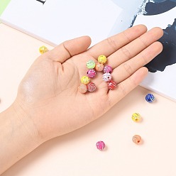 Mixed Color Plating Acrylic Beads, Metal Enlaced, Round, Mixed Color, 10x10x10mm, Hole: 2mm, 1100pcs/500g
