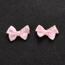 Pink Spot Ribbon Hair Bows, Fabric Material in Polka Dots Design, good for Dress & Hair Jewelry Decoration, Pink, about 17~18mm wide, 24mm long