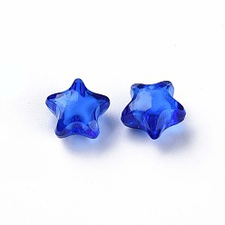 Blue Transparent Acrylic Beads, Bead in Bead, Faceted, Star, Blue, 10.5x11x7mm, Hole: 2mm, about 1280pcs/500g