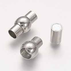 Platinum Brass Magnetic Clasps with Glue-in Ends, Nickel Free, Oval, Platinum, 15.5~17x9mm, Hole: 5mm