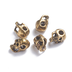 Mixed Color Tibetan Style Alloy Beads, Skull, Mixed Color, 8.5x4.5x5.5mm, Hole: 1.5mm