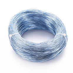 Bleu Acier Clair Fil d'aluminium rond, fil d'artisanat en métal pliable, fil d'artisanat flexible, pour la fabrication artisanale de poupée de bijoux de perles, lumière bleu ciel, 0.6mm