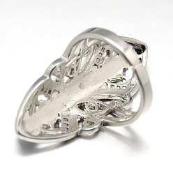 Platinum Chakra Jewelry, Brass Gemstone Finger Rings, Hollow, Platinum, Size 8, 18mm