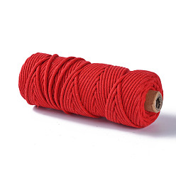 Rouge Fils de coton, cordon en macramé, fils décoratifs, pour l'artisanat de bricolage, emballage cadeau et fabrication de bijoux, rouge, 3mm, environ 54.68 yards (50m)/rouleau