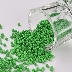 Light Green 11/0 Grade A Round Glass Seed Beads, Baking Paint, Light Green, 2.3x1.5mm, Hole: 1mm, about 48500pcs/pound