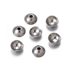 Stainless Steel Color 201 Stainless Steel Bead Caps, Apetalous, Stainless Steel Color, 5x2mm, Hole: 1.2mm