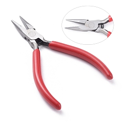 Red Carbon Steel Jewelry Pliers, Short Chain Nose Plier, Polishing, Red, Gunmetal, 130x78x10mm