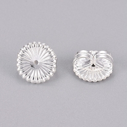 Серебро Латунные гайки, спинки серег-бабочек для серег-почтальонов, цветок, серебряный цвет гальваническим, 9x4.5 мм, отверстие : 0.8 мм