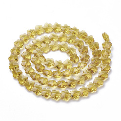 Light Khaki Transparent Glass Beads, Faceted, Plum Blossom, Light Khaki, 13x13.5x8.5mm, Hole: 1mm