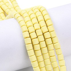 Jaune Clair Polymère main brins d'argile de perles, colonne, jaune clair, 6.5x6mm, Trou: 1.2mm, Environ 61 pcs/chapelet, 15.75 pouce (40 cm)