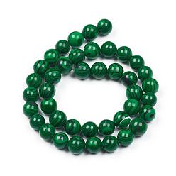 Malachite Synthetic Malachite Beads Strands, Round, 4mm, Hole: 0.8mm, about 90pcs/strand, 15.7 inch(40cm)