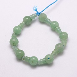 Green Aventurine Natural Green Aventurine 3-Hole Guru Bead Strands, for Buddhist Jewelry Making, T-Drilled Beads, 16.5~18mm, Hole: 2~3mm, 2pcs/set, 10sets/strand, 6.5 inch