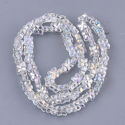 Clear AB Electroplate Glass Beads Strands, Flower, Clear AB, 9x9x5mm, Hole: 0.9mm, about 80pcs/strand, 25.1 inch