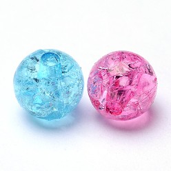 Mixed Color Transparent Crackle Acrylic Beads, Round, Mixed Color, 8mm, Hole: 2mm, about 1890pcs/500g
