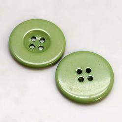 Dark Sea Green Resin Buttons, Dyed, Flat Round, Dark Sea Green, 34x4mm