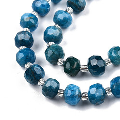 Apatite Natural Apatite Beads Strands, with Seed Beads, Faceted, Rondelle, 8x6mm, Hole: 1mm, about 20~22pcs/strand, 7.09 inch(18cm)