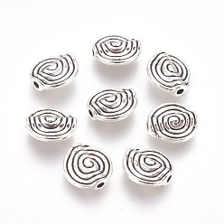 Antique Silver Tibetan Style Alloy Beads, Lead Free and Cadmium Free, Flat Round, Antique Silver, 11.5x4mm, Hole: 1.5mm