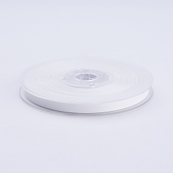 White Double Face Matte Satin Ribbon, Polyester Satin Ribbon, White, (1/4 inch)6mm, 100yards/roll(91.44m/roll)
