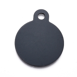 Black Aluminum Pendants, Stamping Blank Tag, Flat Round, Black, 31x25x1mm, Hole: 3mm