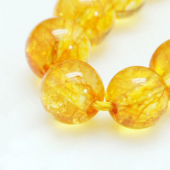 Gold Natural Quartz Crystal Beads Strands, Round, Dyed & Heated, Gold, 4mm, Hole: 1mm, about 45pcs/strand, 8 inch