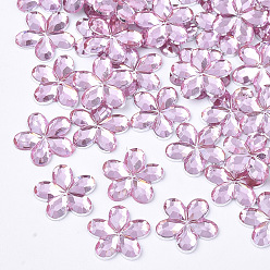 Pink Пластиковые кабошоны, цветок, розовые, 9x9.5x1.5 мм , около 5000 шт / мешок