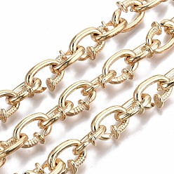 Light Gold Alloy Chains, Metal Nail Link Chains, Long-Lasting Plated, Unwelded, Cadmium Free & Nickel Free & Lead Free, Light Gold, 14.5x10.5~11.5x5mm