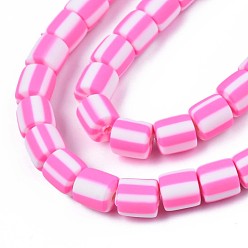 Camellia Handmade Polymer Clay Bead Strands, Column, Camellia, 6x6mm, Hole: 1.5mm, about 63pcs/strand, 15.55 inch~15.94 inch(39.5~40.5cm)