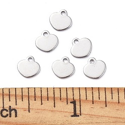 Stainless Steel Color Stainless Steel Charms, Stamping Blank Tag, Heart, Stainless Steel Color, 5.64x5.68x0.61mm, Hole: 1.2mm