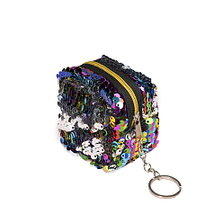 Colorful Sequin Wallets, with Iron Keychain Clasps, Colorful, 5x6x6cm