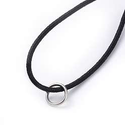 Black Adjustable Elastic Cord Bracelet Making, with Platinum Plated Iron Jump Rings, Black, 130mm