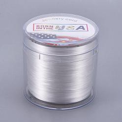White Flat Elastic Crystal String, Elastic Beading Thread, for Stretch Bracelet Making, White, 0.5mm, about 328.08 yards(300m)/roll