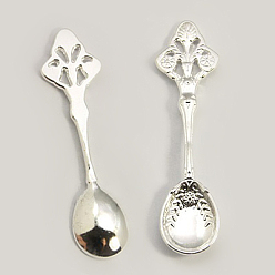 Silver Tibetan Style Alloy Big Pendants, Kitchen Utensil Pendants, Spoon, Cadmium Free & Lead Free, Silver Color, 59x15x4mm