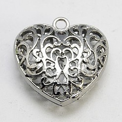 Gunmetal Alloy Pendants, Lead Free and Cadmium Free, Heart, Gunmetal, 35mm long, 34.5mm wide, 11mm thick, hole: 3.5mm