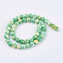 Couleur Mélangete Océan synthétique perles de jade blanc brins, teint, ronde, couleur mixte, 8mm, Trou: 1mm, Environ 52 pcs/chapelet, 15.35 pouce